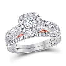 14kt Two-tone Gold Round Diamond Bridal Wedding Ring Set 1 Ctw (Certified) - £1,406.96 GBP