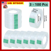 100 Rolls Crystal Small Clear Transparent Tape Dispenser Refill 3/4&quot; x 1... - $6.92+