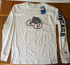 Gonzaga GU Bulldog White LS Crew Neck Cotton Shirt Spell Out Sleeve NWT 2012 Med - £12.24 GBP