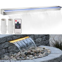 VEVOR 35.4&quot; Pool Fountain Waterfall Spillway Stainless Steel 18 Color LE... - £127.97 GBP