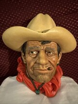 Vintage Bosson RAWHIDE COWBOY Head Bust 1967 Hand Painted England Chalkware - $630.84 MXN