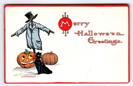 Halloween Postcard Scarecrow JOL Pumpkins Black Cat Gibson Vintage Antique - £37.22 GBP