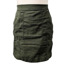 WHBM White House Black Market Deep Olive Casual Linen Skirt Gold Zipper Size 00 - £11.16 GBP