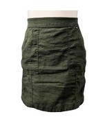 WHBM White House Black Market Deep Olive Casual Linen Skirt Gold Zipper ... - $14.84