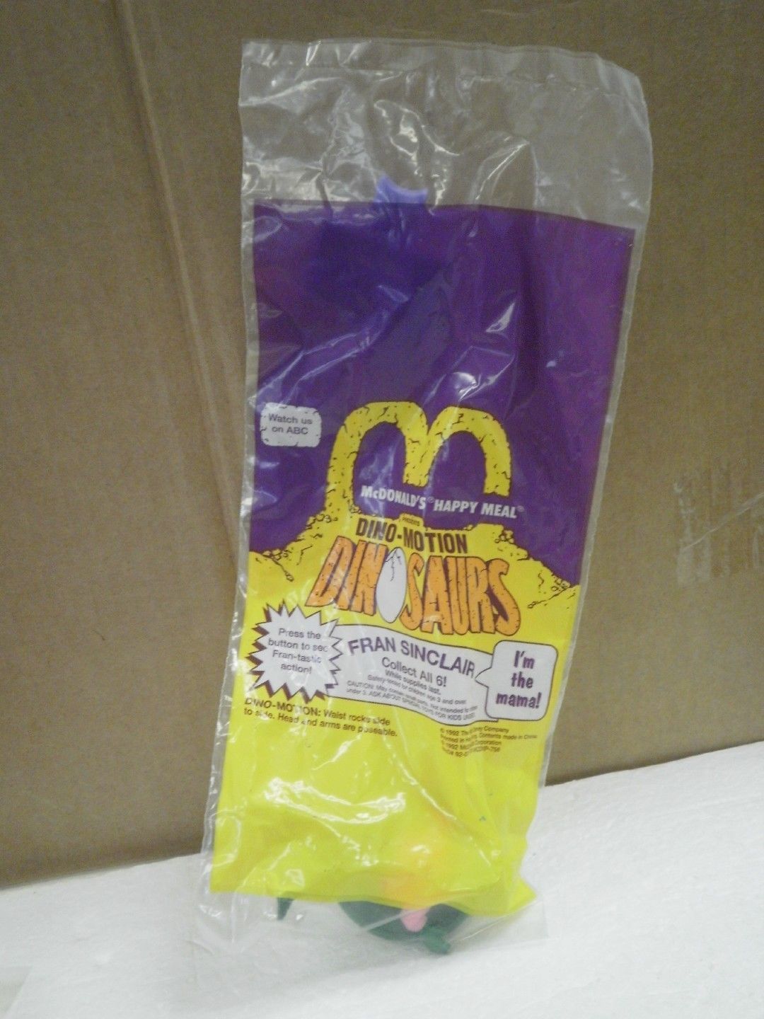 Primary image for MCDONALDS HAPPY MEAL TOY 1992- DINOSAURS- FRAN SINCLAIR- STILL SEALED- MINT- BB7