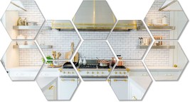 10 Pcs. Of Glass Hexagonal Mirrors For Living Room, Bedroom, And Mirror Decor. - £31.50 GBP