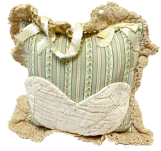 Vintage Handmade Tooth Fairy Fabric Pillow Hanging With Pocket 9 x 9 in - £12.25 GBP