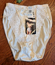 NWT Vintage Maidenform Hi-Leg Brief RENDEZVOUS Nylon Sz 6 Ivory Satin La... - $48.37