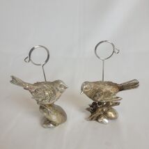 Christmas Holiday Silver Tone Birds Place Card Holder Resin Classic Wedding - $8.90