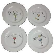 Pottery Barn Martini Cocktail 8 Inch Plates Set Of 4  - £19.42 GBP
