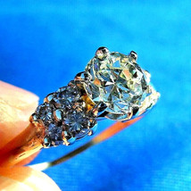 Earth mined Diamond Deco European cut Engagement Ring 14K Gold Vintage Solitaire - $114,075.90 MXN