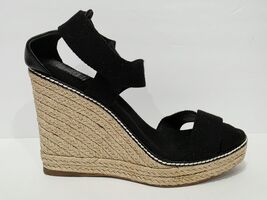 Tory Burch ADONIS Black Elastic Espadrille Heel Wedge Ankle Sandal 10 B ... - $70.00