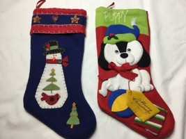 Prima Creations Christmas Stockings Set Of 2 Puppy And Snowman - £15.80 GBP