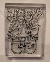 Smiling Girls Dolls / Hearts, Craft Rubber Stamp  Clear Acrylic Back Provo Craft - £3.98 GBP