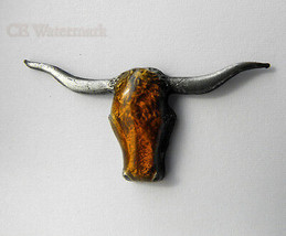 Longhorn Cattle Bull Skull Horns Lapel Pin Badge 1 Inch - £4.50 GBP