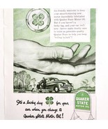 1947 Quaker State Motor Oil Advertisement Lucky 4 Leaf Clover Automobili... - €16,27 EUR