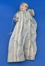 Sugar Britches Boots Tyner 1986 Porcelain Baby Doll Light Blue Long Gown/Bonnet - £14.61 GBP