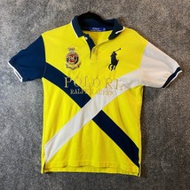 Polo Ralph Lauren Shirt Mens Small Yellow Rugby Big Pony Crest Spellout ... - £13.77 GBP