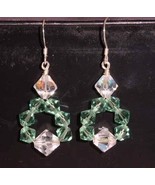 Erinite / Green Crystal Handmade  Wire Wrap Earrings - £9.50 GBP