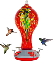 Hummingbird Feeder,  Hand Blown Glass Humming Bird Feeder for Outdoors, ... - £36.06 GBP