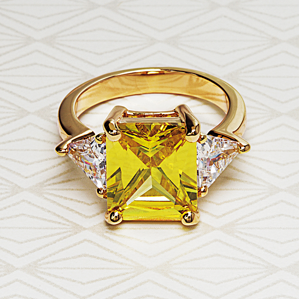 Smithsonian's Replica Cartier Hooker Yellow Crystal Cocktail Ring (JT2) - £39.33 GBP