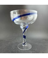 Pier 1 &#39;Swirline&#39; Colbalt Blue &amp; Clear Margarita Glasses, Excellent Cond... - $16.45 CAD
