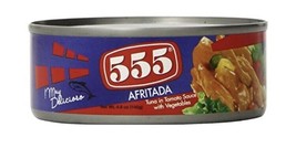 555 Afritada Tuna In Tomato Sauce With Vegetables 4.9 Oz (Lot Of 4 Cans) - £30.07 GBP