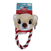 Clarice Rudolph the Red Nosed Reindeer Dog Toy Rope Squeaker Crinkle Plush - £8.09 GBP