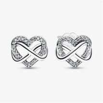 925 Sterling Silver Pandora Love Stud Earrings, Minimalism Earrings,Gift... - $15.99