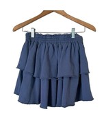 Aerie Weekend Ruffle Tiered Mini Skirt Blue Terry Cloth Pull On Women&#39;s ... - £19.42 GBP