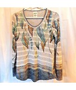 Vocal Women's Pullover Sweater Gray Green Leaf Long Sleeve Stretch Embel... - €12,74 EUR Vocal Women's Pullover Sweater Gray Green Leaf Long Sleeve Stretch Embel... - €12,74 EUR