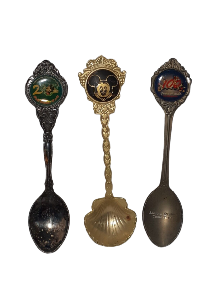 Lot of 3 Vintage Disney World Spoons, 100 Years of Magic, 2000, Gold Shell spoon - $5.82