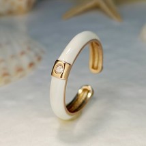 Classic Enamel Dripping Oil Adjustable Opening CZ Rings for Women Trendy Colorfu - £11.21 GBP