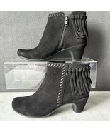 Earthies Zurich Black Suede Leather Booties Fringed Western - Women&#39;s Si... - $705.87 MXN