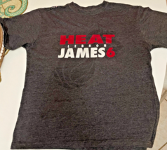 Miami Heat Shirt Adult Small Gray Red Lebron James Basketball Outdoor Mens - £6.18 GBP