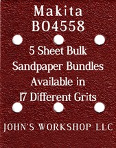 Makita BO4558 - 1/4 Sheet - 17 Grits - No-Slip - 5 Sandpaper Bulk Bundles - $4.99