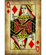 Playing Card Poster - Queen of Diamonds #9 Canvas Art Poster 16&quot;x 24&quot; - $39.56 CAD