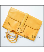 AUTH RARE Hermes MINI MINI JIGE Leather Clutch Bag with Strap JAUNE COUR... - £1,598.71 GBP