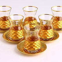LaModaHome Turkish Arabic Tea Glasses Set, Fancy Vintage Handmade Set for Servin - £52.63 GBP