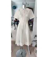 Vintage 50’s Flocked Swiss Dotted Sheer Shirt Dress - £102.98 GBP