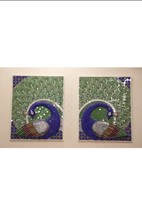 Mosaic Mirror - Peacock Blue PAIR - Peacock Theme - Bedroom Wall Decor - Home Wa - £3,996.77 GBP