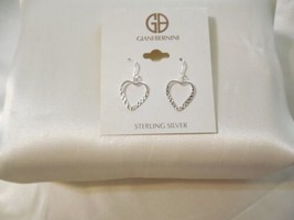 Giani Bernini 1&quot; Sterling Silver Heart Dangle Drop Fish Hook Earrings Y575 $80 - £49.75 GBP