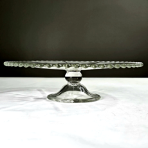 Imperial Candlewick Crystal *10&quot; Ribbed Low Cake Stand Beaded Edge Clear Glass - £31.38 GBP