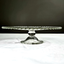 Imperial Candlewick Crystal *10&quot; Ribbed Low Cake Stand Beaded Edge Clear Glass - £29.91 GBP