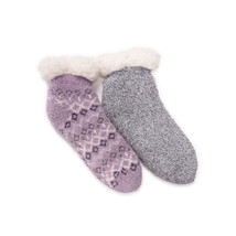 MUK LUKS Women&#39;s Ankle Cabin Socks, 2-Pack One Size Fit Most Color Purple - £13.73 GBP