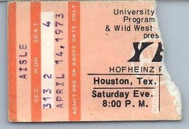 Vintage Yes Ticket Stub April 14 1973 Houston Texas - £27.25 GBP