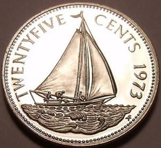 Rare Proof Bahamas 1973 25 Cents~Bahamian Sloop~Only 35,000 Minted~Free ... - $5.67