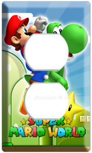SUPER MARIO BROS YOSHI ELECTRIC 2 OUTLET WALL COVER NINTENDO GAME ROOM DEORATION