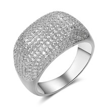 Luxury Stackable Chic Rings For Women Cubic Zircon Wedding Dubai Bridal Statemen - £10.16 GBP
