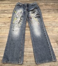 Express Jeans Women&#39;s Paint Splatter Straight Button-Fly Mid-Rise Size 3... - $18.81